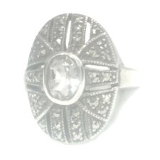 Vintage Marcasite Ring Art Deco Vintage Filigree Sterling Silver Size 6.50