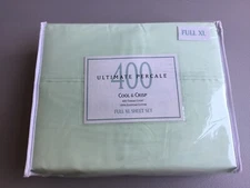 400TC Ultimate Percale Cool & Crisp Egyptian Cotton Full XL Sheet Set Sage #355W