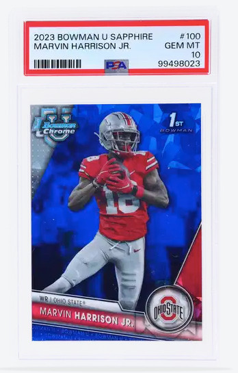 2023 Bowman University Chrome Sapphire Marvin Harrison Jr. #100 PSA 10