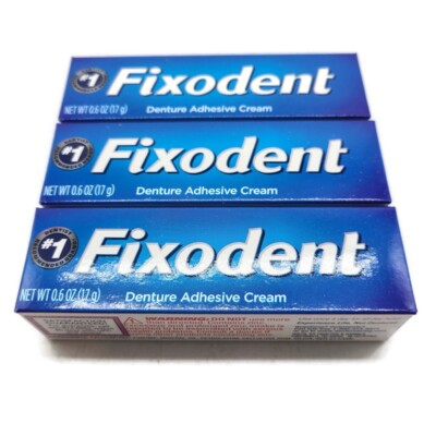 Fixodent Denture Adhesive Cream 3 Total New Unopened Free Shipping