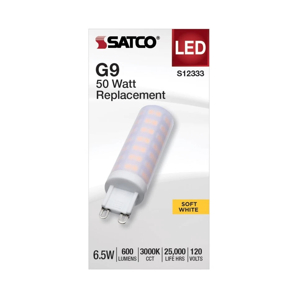 Satco S12333 - 6.5 Watt T6 LED Bulbs - G9 - 3000K - Frost (2, 5, 10 or 20 Pack) - Image 2 of 4