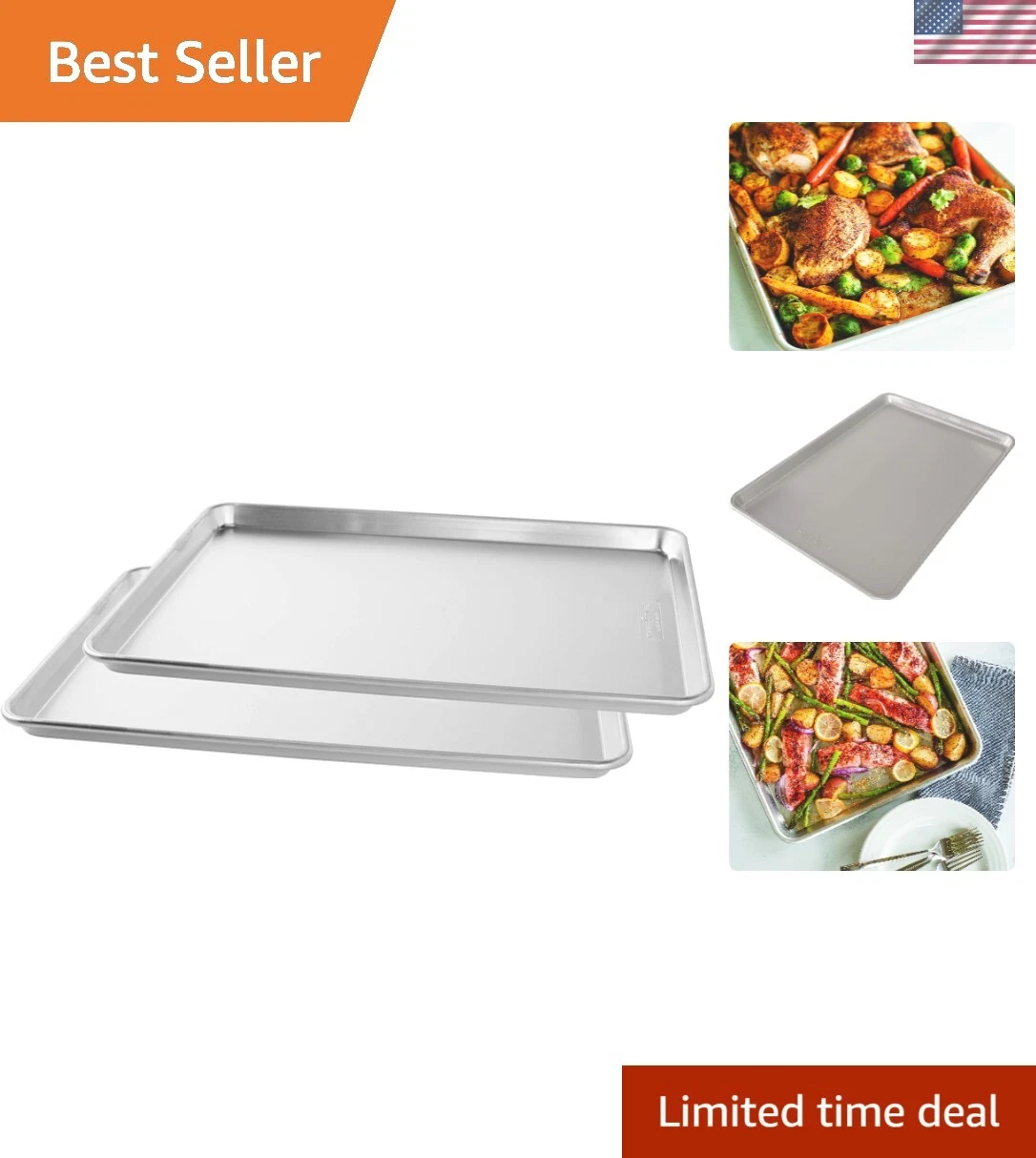 Naturals Big Baking Sheet, 2 Pack, Silver