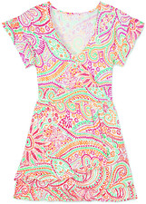 Women's Dress - Orange Green Printed Dress - Mini Dress - 2XL - Jersey Cotton