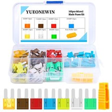 Micro2 Fuses Assortment Kit 105 Pcs 5A 7.5A 10A 15A 20A 25A 30A with Puller