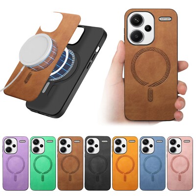 Magsafe Handyhülle Für Xiaomi 14 Ultra 13T Redmi Note 13 Pro Leder Magnet Schutz