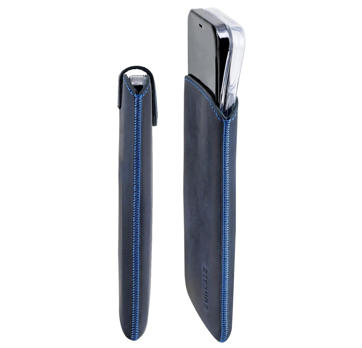 Suncase Custodia per Cellulare IN Pebble Blu + Silicone IPHONE 13 Mini