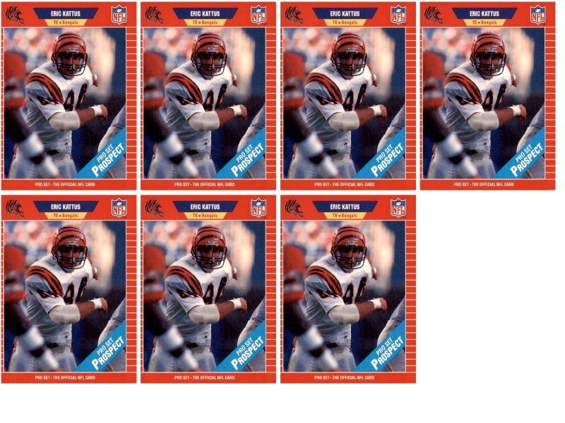 7) 1989 Pro Set #518 Eric Kattus RC Cincinnati Bengals Card Lot | eBay