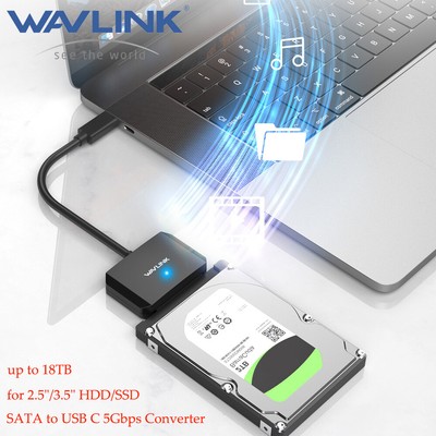 USB C to SATA External Hard Drive Cable Reader 2.5'' 3.5'' HDD SSD Power Adapter