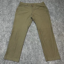 Swiss Tech Pants Mens 38x32 Green Polyester Flat Front Lightweight Five Pockets