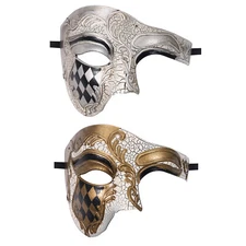 Men's Masquerade Ball Mask Venetian Phantom of the Opera Costume Half Face Mask