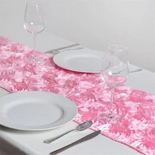 Pink 14x108" RIBBON ROSES TABLE RUNNER Fancy Wedding Party Linens Supplies