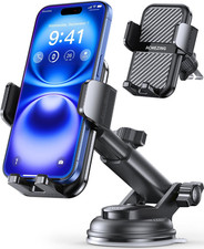 3-In-1 Car Phone Holder 122 LBS Strongest Suction  Stable Clamp Arm 360  Adju