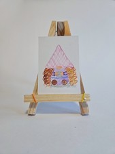 ACEO Original Artwork Gnome With Coffee & Curly Hair Watercolor Painting