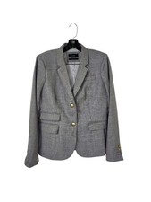 J. Crew Women's Gray Wool Blend Gold Button Preppy Schoolboy Blazer 6