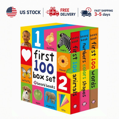 First 100 Board Book Box Set 3 Books Words Numbers Colors Shapes Animals