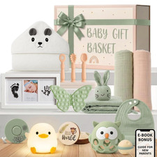 New Baby Gift Basket Curated 22-Piece Set with Infant Development Toys