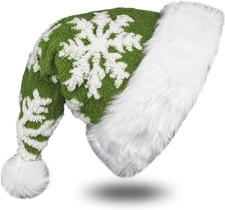 Christmas Santa Hat for Adults Sequin Plush Santa Hat Snowflakes