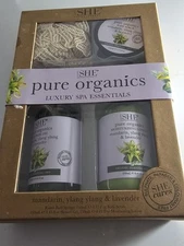 She Aromatherapy Pure Organics Luxury SPA  ESSENTIALS.  All Items Are New.