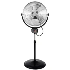 Optimus Pedestal Fan 20" Industrial Black 3-Speed Heavy Duty Metal Oscillating