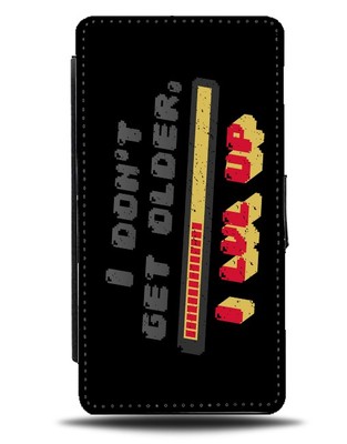 Lustige unreife Gaming Flip Wallet Case Videospiele Gamer Level Up Lvl J436