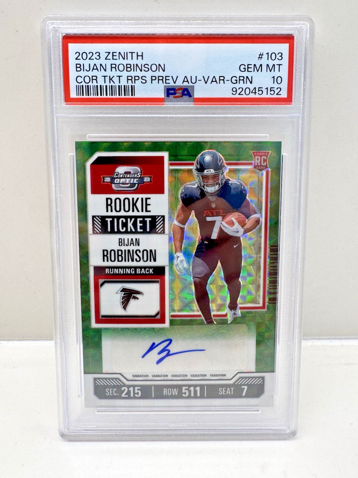 Bijan Robinson Panini Contenders Optic #103 Variation-Autograph