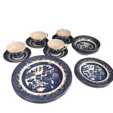 Broadhurst Willow Blue 20 Piece Dinner Set inc 8 Plates 4 Bowls + 4 Cups/Saucers