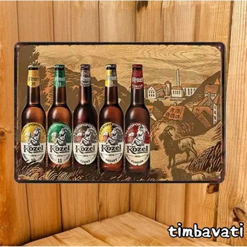 ☆New☆ [Czech Republic] Vintage Tin Sign * Kozel Beer * 2D Flat