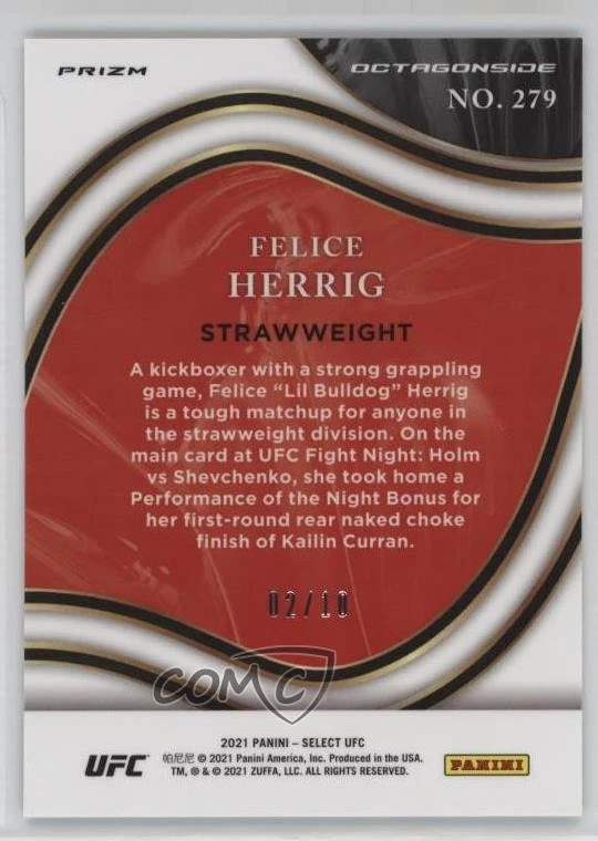 2021 Panini Select UFC Octagonside Gold Prizm /10 Felice Herrig #279 - Image 2 of 2
