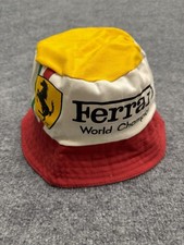 Vintage Ferrari Didier Pironi Gilles Villeneuve Bucket Hat World Champ F1 RARE