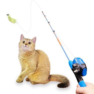 Cat Casting Fishing Pole Toy, Cat Casting Toy Set, Interactive Toy for Cats, ...