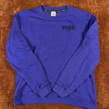 Pink Victoria's Secret Crewneck Sweatshirt Women Med Purple Love Graphic Fleece