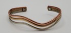 Vintage Sergio Lub Magnet Tri-color Metal Cuff Bracelet Rainbow Waves 766 Signed — photo 6