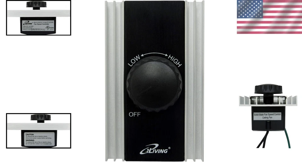 Brushed Aluminum 120V Fan Speed Controller – Precision Control Solution - Image 2 of 4