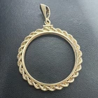 1850-1933 US $20 Liberty Double Eagle Screw Top Rope Coin Bezel 14k Gold 7.9g