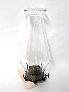 ANTIQUE VICTORIAN #2 P&A EMBOSSED BRASS OIL LAMP BURNER & CHIMNEY PAT. DTD. 1897