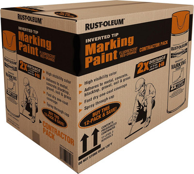 266599-12PK Professional 2X Distance Inverted Marking Spray Paint, 15 Oz, Fluore