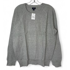 NWT J.Crew Men s 100 Cotton Waffle Knit Crewneck Sweater Gray Large Minimalist