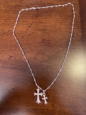 Chrome Hearts Cross Diamonds Pendant Chain Necklace Copper/Silver