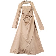 David's Bridal Brown Formal Maxi Dress Embroidered Sleeveless Sash Women Size 10