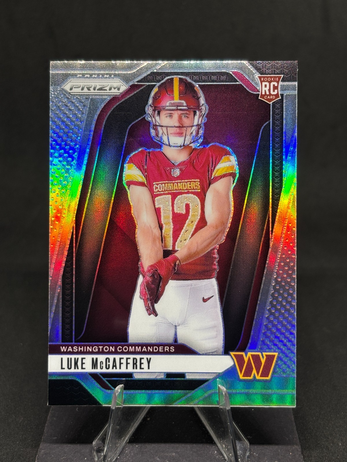 Luke McCaffrey 2024 Panini Prizm Rookie Variation Silver Prizm #26 Washington