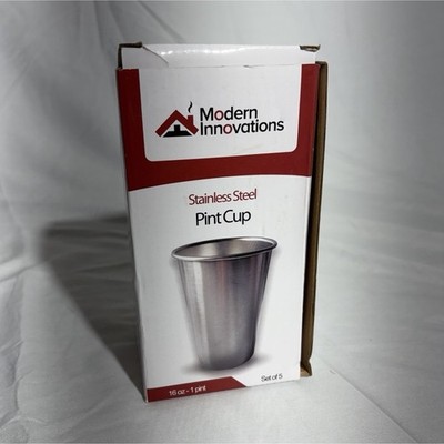 Modern Innovations Stainless Steel Pint Cups 16 oz Set of 5 Stackable
