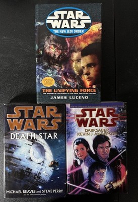 Lot Of 3 Star Wars Hard Cover Books The New Jedi Order, Darksaber, And Deathstar
