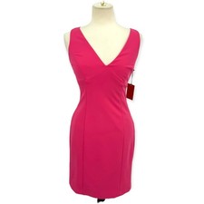Vince Camuto Hot Pink Sleeveless V Neck Twist Back Dress Size 4 NWT