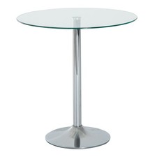 HOMCOM Round Dining Table Bistro Pub Counter w/ Tempered Glass Top for Kitchen