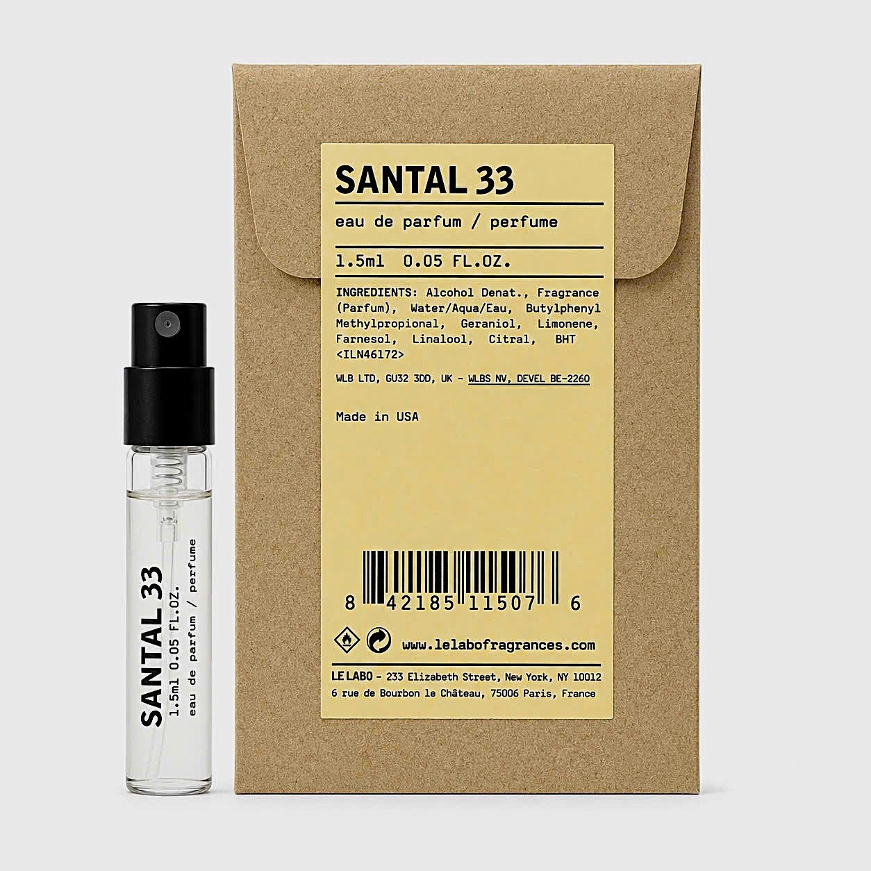 Le Labo SANTAL 33 EDP Sample Spray 1.5mL New In Pouch