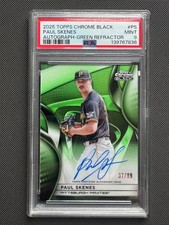 2025 TOPPS CHROME BLACK AUTO GREEN REFRACTOR #PS PAUL SKENES /99 PSA 9