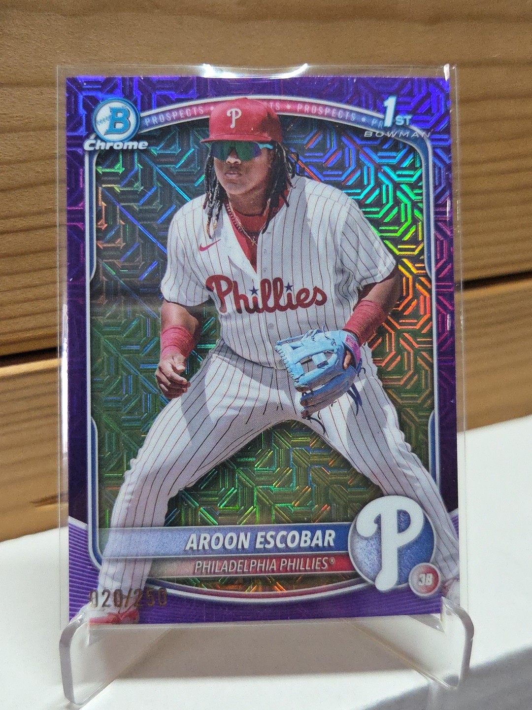 2025 Bowman Aroon Escobar 1st Chrome Prospect Purple Mojo Ref #020/250 BCP-65