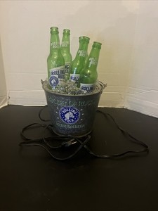 Vintage Lighted Rolling Rock Iced Beer Bucket Pail Collectible. Works!