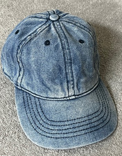 Blue Denim Dad Hat Men's Leather Strap Back Adjustable Cap