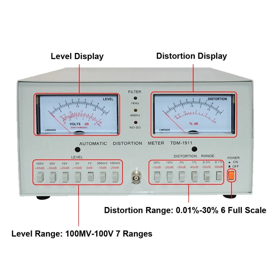 TDM-1911 Automatic Distortion Meter  0.01% - 30% Audio Distortion Meter 110/220V - Image 4 of 4